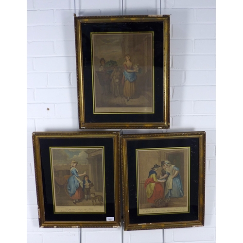 185 - Three Cries of London mezzotints, in glazed verre eglomise frames, 42 x 51cm including frame (3)