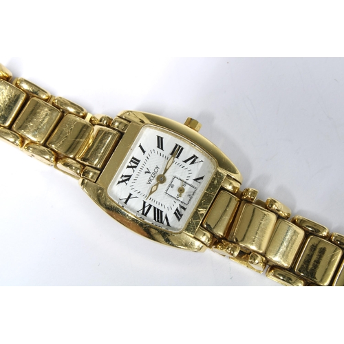 21 - Viceroy, a ladies 18ct gold wristwatch, signed enamel dial with roman numerals and a subsidiary dial... 