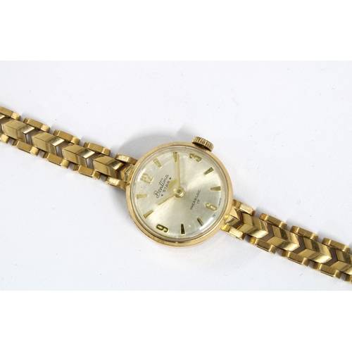 28 - Bentina, ladies 9ct gold wristwatch on a 9ct gold bracelet strap. London 1966