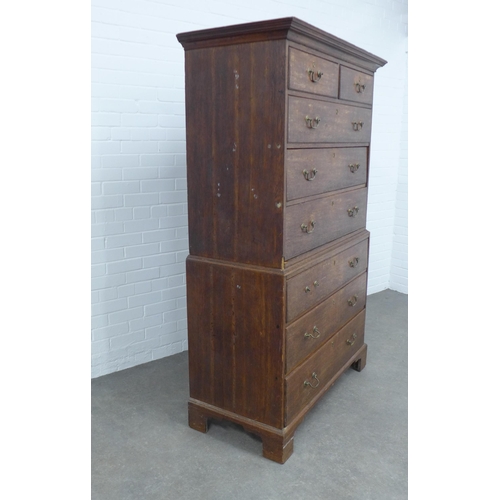 300 - Georgian oak chest on chest, a/f, 114 x 179 x 51cm