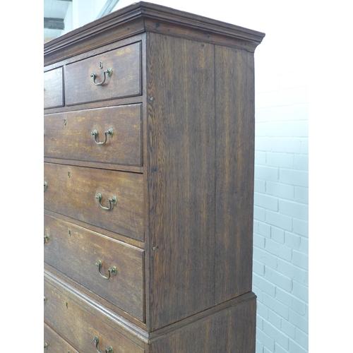 300 - Georgian oak chest on chest, a/f, 114 x 179 x 51cm