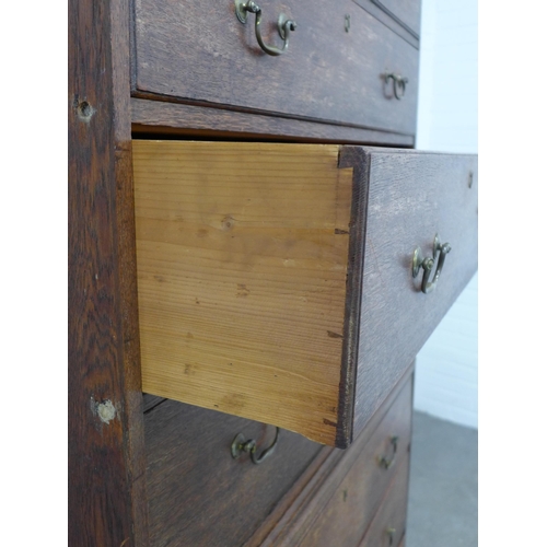 300 - Georgian oak chest on chest, a/f, 114 x 179 x 51cm