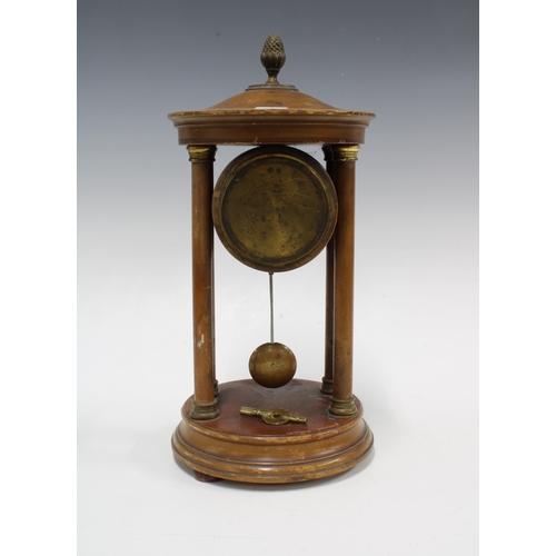 302 - Portico style mantle clock, 33 x 16cm.