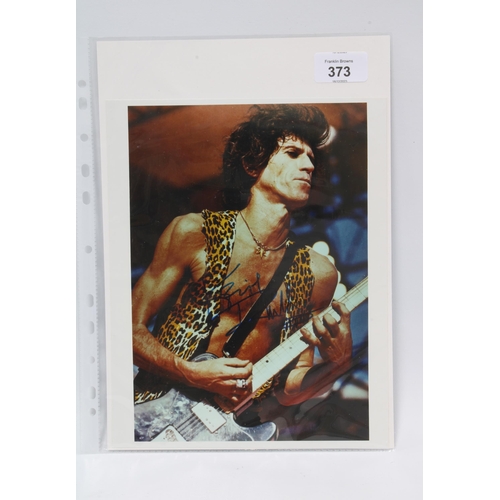 373 - KEITH RICHARDS, autograph signed photograph, with Frasers Autographs receipt, image size 20 x 26cm