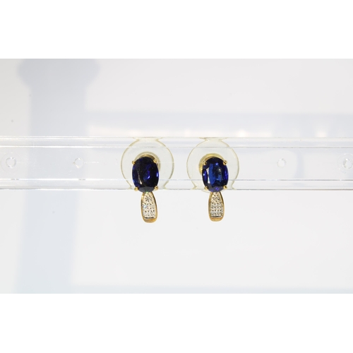 40 - A pair of 9ct gold kyanite and diamond earrings, boxed