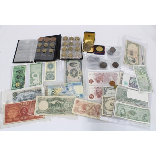 403 - Collection of coins, world banknotes and commemorative coins, (a lot)