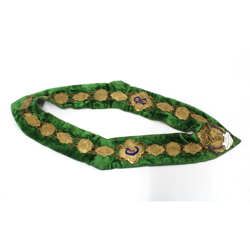 404 - Sir Walter Scott Lodge No.5118 RAOB Royal Antidiluvian Order of Buffaloes. green velvet sash with gi... 