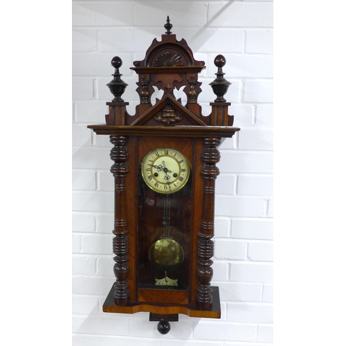 416 - Vienna mahogany cased wall clock, 42 x 104cm.