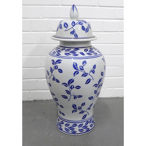 422 - Large chinoiserie blue and white vase and cover, 60 x 30cm.