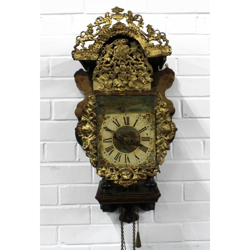 438 - 18th / 19th century Dutch Frisian painted dial wall clock, 36 x 75cm.