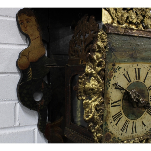 438 - 18th / 19th century Dutch Frisian painted dial wall clock, 36 x 75cm.