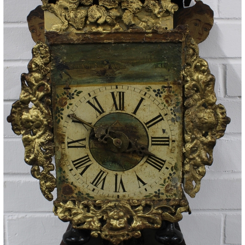 438 - 18th / 19th century Dutch Frisian painted dial wall clock, 36 x 75cm.