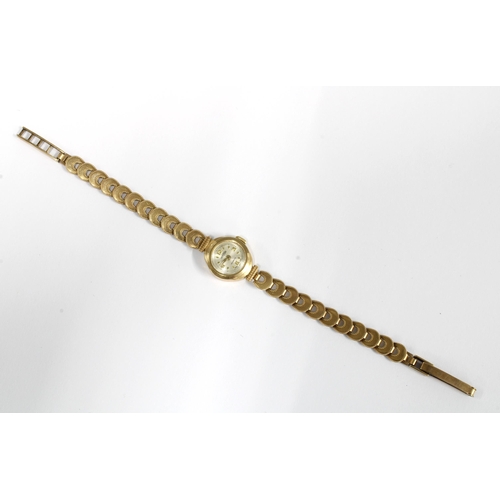 52 - Roamer, ladies vintage 9ct gold wristwatch on a 9ct gold bracelet strap, Birmingham 1962