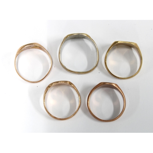 55 - Four Gents 9ct gold signet rings and a Gents gold plated signet ring (5)