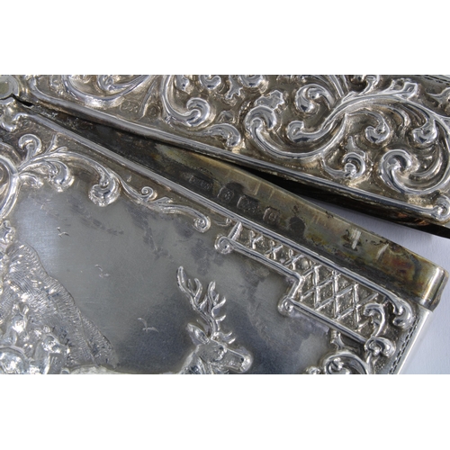 59 - An Edwardian silver Monarch of the Glen card case,  Crisford & Norris Ltd, Birmingham 1904,  10 x 7c... 