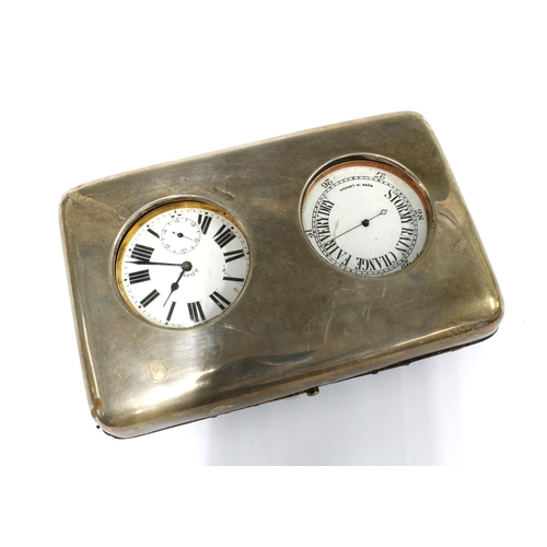 69 - An oversized Goliath open faced pocket watch and pocket barometer set, housed in a Victorian silver ... 