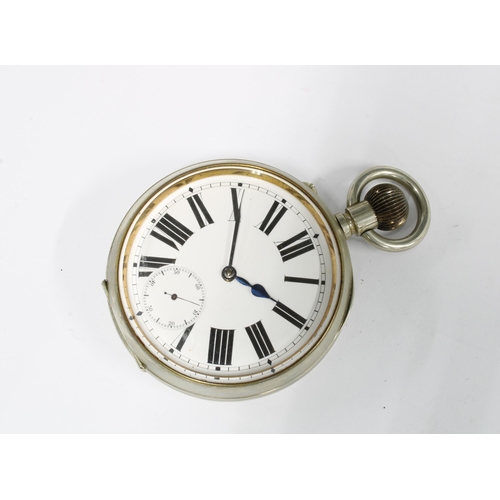 69 - An oversized Goliath open faced pocket watch and pocket barometer set, housed in a Victorian silver ... 