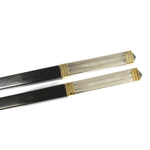 77 - Christofle ebony chopsticks with silver plated mounts, boxed