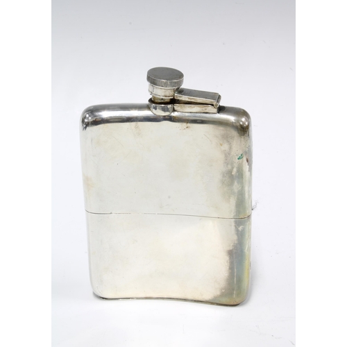 79 - George V silver hip flask, Birmingham 1919, with later inscription and dated to 1939, hinged cover a... 