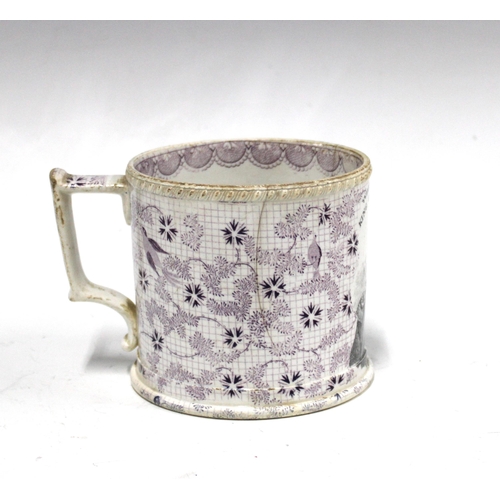 140 - 'William The Fourth King of Great Britain' transfer printed mug in puce,  10cm high (hairline crack)