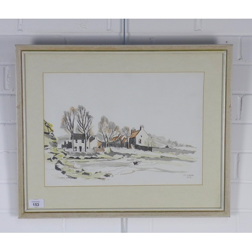 153 - G.T STRATH, LOW TIDE, CROMBIE POINT, pen and colour wash, signed and dated 1973, framed under glass ... 