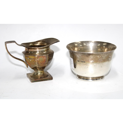 16 - James Dixon & Sons silver sugar bowl, Sheffield 1945, together with a silver cream jug, Birmingham 1... 