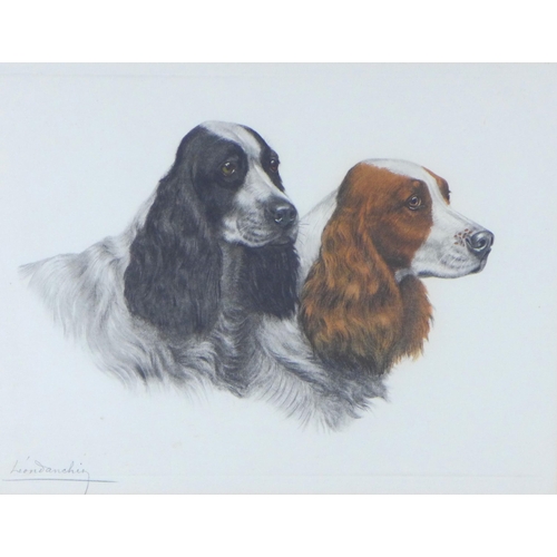 162 - LEON DANCHIN (1887-1938) a study of two spaniels, signed print, framed under glass, 52 x 39cm