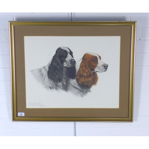 162 - LEON DANCHIN (1887-1938) a study of two spaniels, signed print, framed under glass, 52 x 39cm