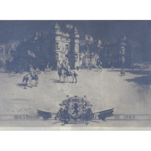 164 - SIR DAVID YOUNG CAMERON RA RSA (SCOTTISH 1865 - 1945), HOLYROOD IN 1745, etching for The Art Union o... 