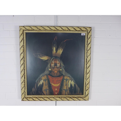 168 - FRANK HOWELL, STANDING I FLY, a framed print of a Native American, No 539 / 950, 73 x 78cm including... 