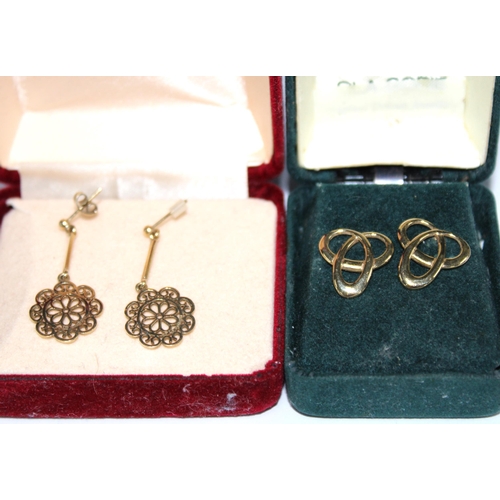 3 - A pair of 9ct gold Ola Gorie earrings and a pair of 9ct gold drop earrings (2)