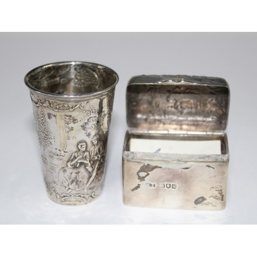 30 - Late Victorian silver box, makers mark for Maurice Freeman, London 1900, 5 x 4.5cm and a Victorian s... 