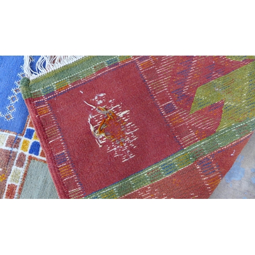 317 - Flatweave Kelim rug, patchwork style with wool panels, 254 x 150cm