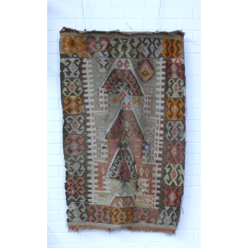 318 - Flatweave wall hanging panel, (a/f) 132 x 81cm