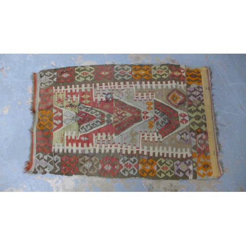 318 - Flatweave wall hanging panel, (a/f) 132 x 81cm