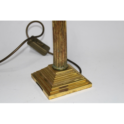 351 - Brass corinthian column table lamp base,  36cm high, excluding fitting