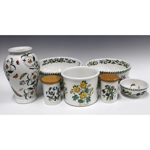 355 - Portmeirion Botanic Garden pottery to include a vase, bowls and canisters, etc (7)