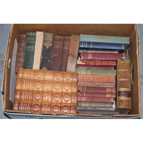 381 - Mixed leather bound books to include Thomson's Lectures on Botany, Harmsworth History of the World a... 