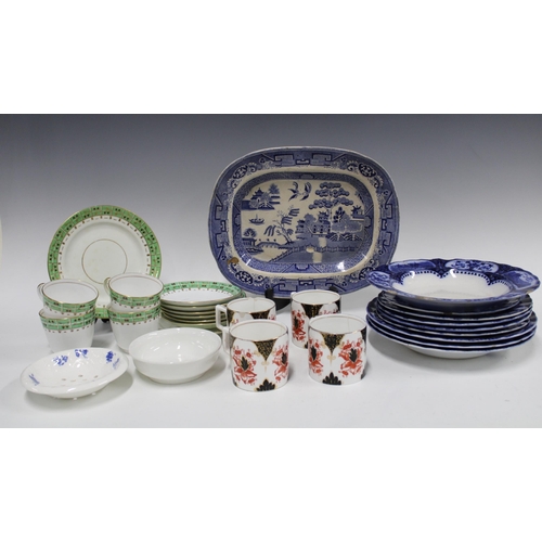 389 - Quantity of 19th century Staffordshire blue and white pottery, coffee cups and part teaset (a lot)