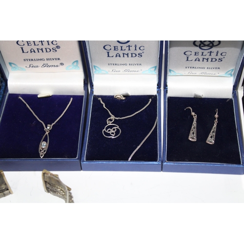 39 - A quantity of Celtic Art Ltd silver brooches, necklaces and earrings, together with Tianguis Jackson... 