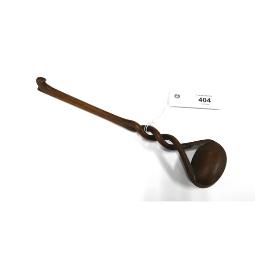 404 - South African Tsonga spoon, spiral stem and resting handle, 26cm long (a/f)