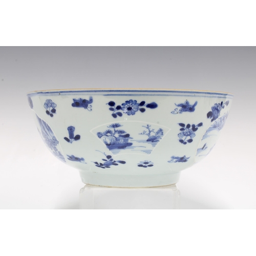 91 - Chinese blue and white punch bowl, (restored) 26 x 11cm.