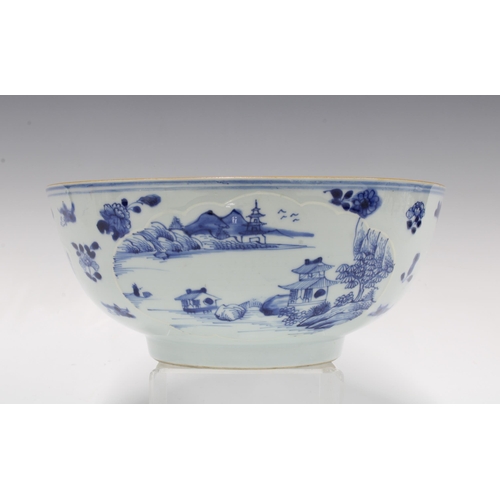 91 - Chinese blue and white punch bowl, (restored) 26 x 11cm.