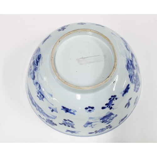 91 - Chinese blue and white punch bowl, (restored) 26 x 11cm.