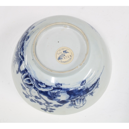 92 - WITHDRAWN   Chinese Nanking Cargo blue and white bowl, with Christies lot number label, 19 x 8cm.