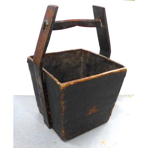 443 - Chinese rice bucket with stylised handle, 54cm