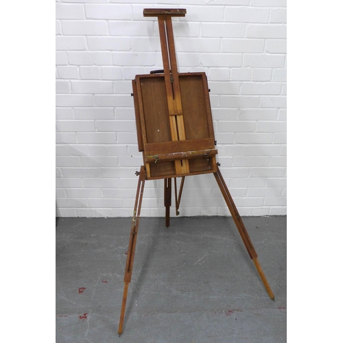 447 - Early 20th century Artists folding travel easel, a/f, 40x 55cm