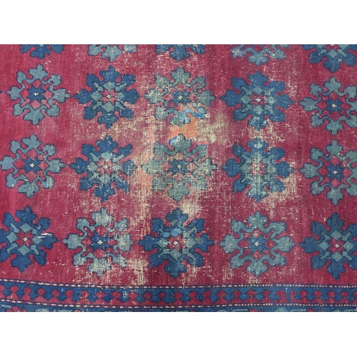 451 - Early 20th century Armenian Marriage rug, dated 1937, red field with blue flowers, likely with later... 