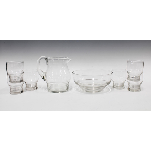 102 - Contemporary Stuart clear glass lemonade set with matching bowl (8)