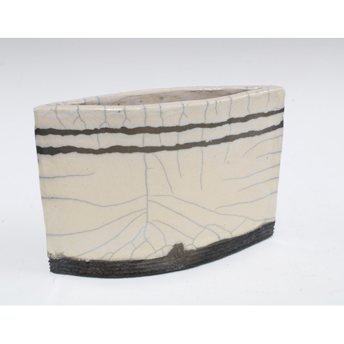 106 - Studio pottery slab vase, 20 x 15cm.